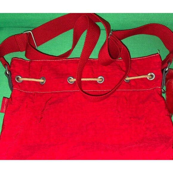 KIPLING VINTAGE Y2K RED Messenger Travel Cross Body W/ Monkey Fuzzy Key Chain - Picture 9 of 16